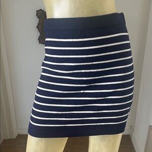 Walter Baker Navy Cruise Knit Striped Mini Skirt